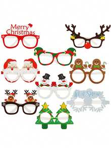 9 Pcs Paper Christmas Glasses Bulk Holiday Glasses Frames Christmas Sunglasses Fun Christmas Accessories Christmas Party Decorations Costume Eyeglasses For Gifts Photo Props Favors,Christmas - Multicolor - View 5