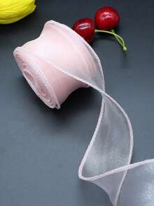 1卷10码白色欧根纱丝带，带铁丝，透明网状雪纺丝绸丝带，适用于缝纫、礼品包装、工艺品、婚礼花束、请柬、装饰等。 - 彩色 - 查看 7