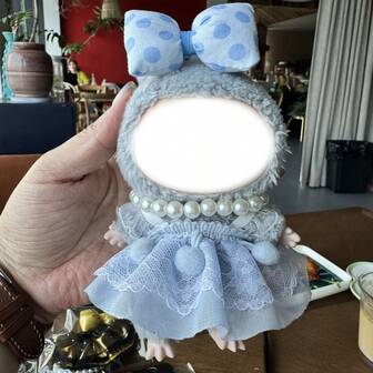 1 pieza Vestido de muñeca de tela con falda de encaje con lazo, incluye accesorio de bolso