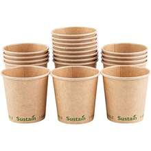Sustain - Tazas calientes de 4 onzas, 50 tazas de caf de una sola pared, tapas se venden por separado, revestimiento de PLA a prueba de fugas, taza de papel kraft compostable, tolera - 118,29 ml + 50 - Ver 1