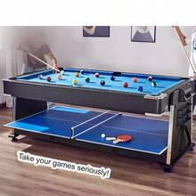 Mesa de juegos giratoria 3 en 1 con Air Hockey, billar/billar y tenis de mesa, mesa de hockey de 88 pulgadas para sala de juegos, hogar familiar, juego de juegos arcade, todos los accesorios para cada juego incluidos - 88 pulgadas - Ver 9