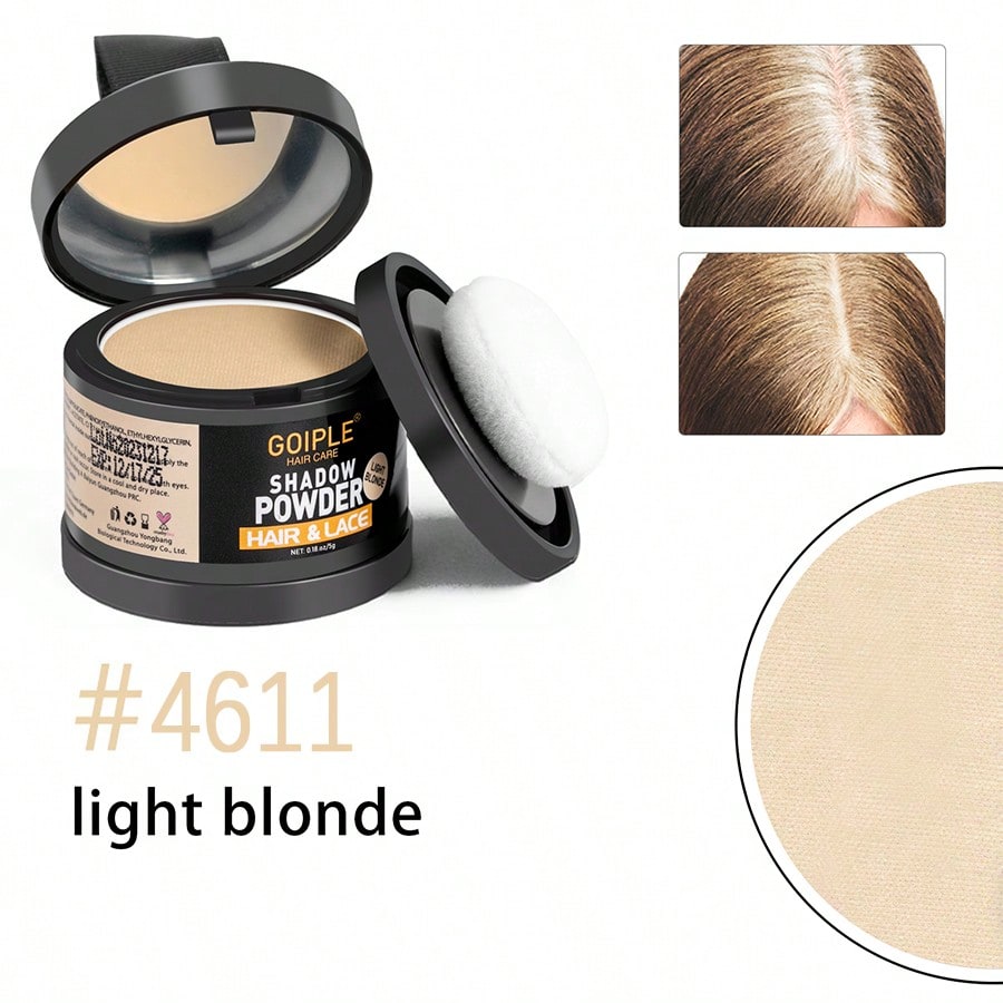 Shein Light Blonde 0.18Oz/5G Light Golden Hairline Powder, Waterproof And Sweat-Proof, For Filling In Sparse Hairline, Comes With Soft Sponge Puff