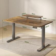 Devoko Gunji 120/140/160cm Height Adjustable Desk With Monitor Stand, Ergonomic Desk For Home Office, Office Table - Rust Brown - View 8