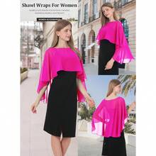Capelet Shawls And Wraps For Evening Dresses Soft Chiffon Cape Wedding Cover Up - Rose - View 3