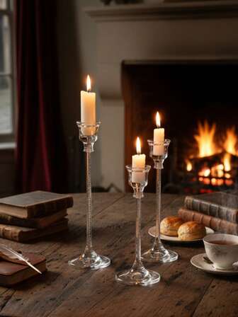 1个/套 简约亚克力金属烛台，现代简约风格，适合休闲派对、白色蜡烛、婚礼和餐桌蜡烛，营造浪漫氛围，可用于生日派对、咖啡馆、客厅、餐厅、卧室、浴室、酒吧、浪漫晚餐、婚礼装饰等。