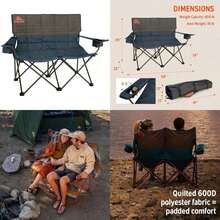 Kelty Loveseat - Silla de Campamento Plegable Doble para Festivales, Camping y días de Playa, Sombra Oscura/Azul Marino(Dark Shadow) - Multicolor - Ver 1