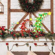 3 adornos de madera para árbol de Navidad con diseño festivo de estrellas y puntos, decoración colgante para mesa de fiesta en casa. - Verde - Ver 5