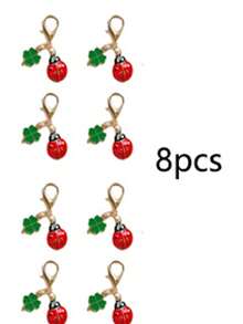 Set de 8 brelocuri cu buburuză norocoasă și trifoi cu patru foi - Vine cu felicitare - Aduce noroc familiei și prietenilor - Cadoul perfect pentru ziua de naștere, petrecere, absolvire, Crăciun, Ziua Recunoștinței, Anul Nou