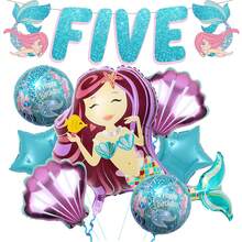 Mermaid 5Th Birthday Decorations Girl - Pack 8 | Mermaid Birthday Decorations For Girls 5 | Mermaid Birthday Party Supplies | Mermaid Balloons 5Little Mermaid Party Decorations 5 Year Old-Trending, Best Seller, New Arrival, Party Supplies, Elegant Decor, Party Decoration, Wedding & Birthday - 彩色 - 查看 1
