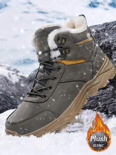 品牌男雪地靴厚底登山鞋防水运动鞋超保暖毛绒女靴户外非情侣徒步靴工作鞋冬季