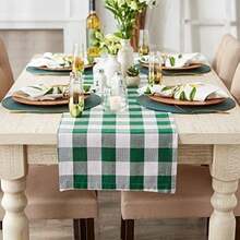 DII - Mantel Rectangular para cenas Familiares o reuniones en Interiores o Exteriores, Uso Diario, , , 1, 1(Verde y blanco Moderno) - Multicolor - Ver 5