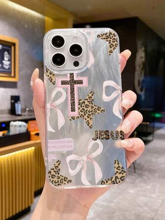 1pc Fashionable Personalized Chic Leopard Print Bow Feather Design Phone Case: This Phone Case Features A Striking Design With A Stylish Feather Texture, As Well As Waterproof And Durable Properties, Suitable For IPhone 16/16Plus/16Pro/16ProMax, 15, 14, 13, 12, 11 And Other Series. It Makes A Perfect Christmas, New Year, Or Other Important Holiday Gift For Family, Friends, Yourself, Or Your Loved One.