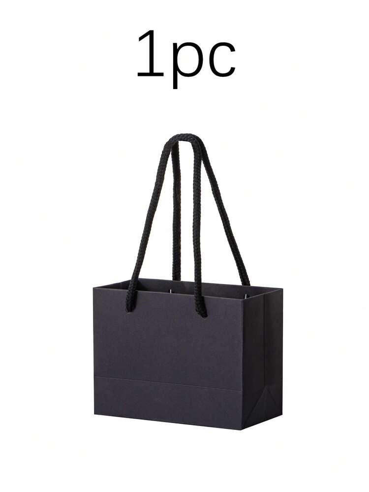5/10pcs Black Gift Bags, Men's Shopping Bags, Wedding Tote Bags, Small Gift Delivery Birthday Party Paper Packaging Bags, Fashionable And Practical - Black - View 9