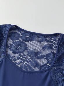 Women's Y2k Floral Lace Mesh Blouse Long Sleeve Square Neck Slim Fit Crop Tops Spring Summer  Casual T-Shirts Going Out Streetwear Party Tops - 藍色 - 查看 4