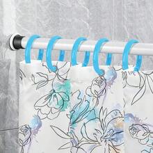 Qulable Light Blue Shower Curtain Hooks - 12 Pcs Circular Plastic Shower Curtain Rings For Bathroom - O Shaped Sky Blue Shower Hooks Rings For Shower Curtain Rod,LightBlue - Lightblue - 查看 7
