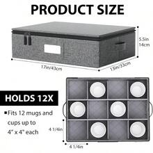 China Storage Containers Cup And Mug Storage Box With Hard Shell And Dividers For Coffee Mugs Tea Cups And Glasses Stackable Storage Organizer With Lid Zipper And Handles 2 PCS Grey - Grey2pcs - View 2