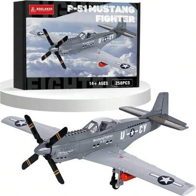 P - 51 Mustang - Juego de bloques de construccin de bombarderos militares, juguete de construccin de aviones de la Segunda  Mundial 2, modelo coleccionable del ejrcito para adultos