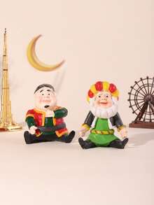 1 pièce Style arabe du Moyen-Orient Homme âgé et guerrier créatifs en résine peints à la main, décoration de vacances, décoration d'intérieur