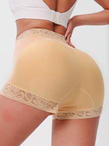 1条女士塑身短裤，卡其色塑身内裤，紧身提臀三角裤，防滑舒适塑形裤，女士内衣，适合日常穿着和运动 - 卡其色 - 查看 3