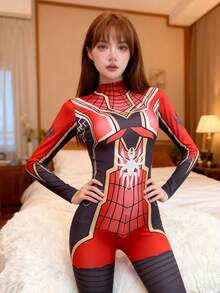 Mono de superheroína para mujer, adecuado para transmisión en vivo, escenario, fiesta, película, Día de San Valentín, Navidad - Multicolor - Ver 2