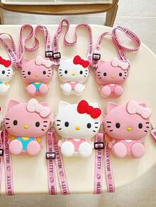1个Hello Kitty及家人主题腰包 - 可爱卡通设计，轻便易携，适合日常出行，采用硅胶材质，可手洗，是旅行和户外活动的理想之选，旅行收纳包 | 新奇配饰 | 硅胶腰包，兼容Hello Kitty配件