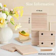 12 Stücke unfertige Holzuntersetzer, 10cm Holzscheiben, geeignet für natürliche Basteleien und Hochzeitsdekoration, blanke Holzuntersetzer-Sets für DIY Modellbau, Malerei, Holzschnitzen, quadratisch - Senfgelb - Übersicht 3