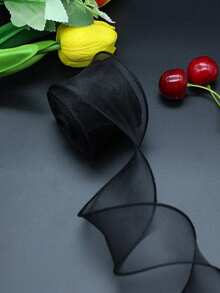 1卷10码白色欧根纱丝带，带铁丝，透明网状雪纺丝绸丝带，适用于缝纫、礼品包装、工艺品、婚礼花束、请柬、装饰等。 - 彩色 - 查看 10