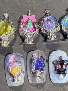 6pcs Nail Art Mold Set, Soulstone Texture Delicate 3D Nail Decorations, Transparent Silicone Molds - Clear - View 4