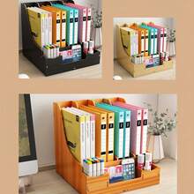 Caja organizadora de escritorio, estante organizador, carpetas organizadoras, estantería de escritorio, organizador mágico, suministros de oficina, caja organizadora para escritorio - marrón café - Ver 8