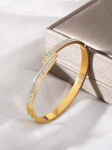 1 chiếc Vòng tay sang trọng thanh lịch - Chất liệu thép không gỉ, khảm bốn hàng đá lấp lánh, đặc biệt thích hợp cho đeo hàng ngày, đi nghỉ, tiệc tùng, đám cưới và các dịp khác, Vòng tay thời trang dành cho nữ, Quà tặng hoàn hảo cho bạn gái, vợ, bạn thân - Khảm đá giả - Xem 7