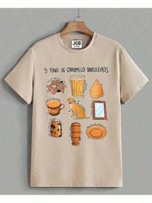 T-Shirt 9 Shades Of Caramel Brazil Meme Everyday Coxinha Dog 100% Cotton Unisex Men's Women's - Màu be - Xem 2