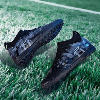 1 Pair Men's High-Top Outdoor Soccer Shoes, Adult & Youth Team Sports Sneakers, Non-Slip & Durable TF Cleats For Artificial Turf, Lace-Up, Small/Large Sizes, Women's Soccer Boots, Lightweight High-Performance Anti-Slip Design, Factory Direct