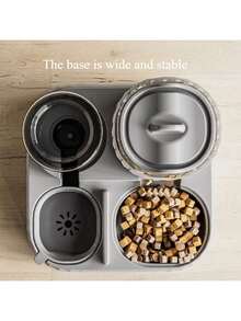 Automatic Pet Feeder] 1pc Petlibro Automatic Cat Feeder & Water Dispenser Combo | Non-Electric Dual Bowl Station For Cats And Dogs, Compact Design With Wooden Pellet Storage, No Batteries Required, White & Gra ... - 5L - 查看 2