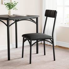 3 piezas Juego de mesa cuadrada con sillas tapizadas para comedor, apartamento, estudio, estilo farmhouse, ideal para espacios pequeños - Negro - Ver 7
