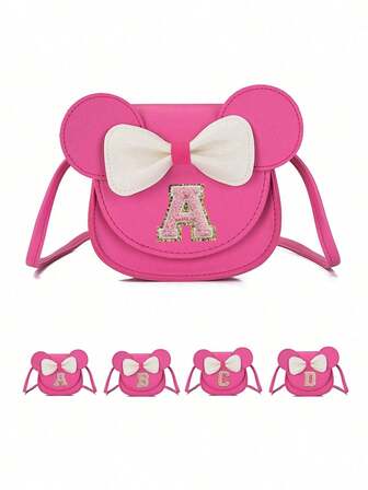 1 Set A-Z Letter Decor, Bow Shoulder Bag, Street Style Crossbody Bag, Coin Purse, Mini Bag, Women Handbag
