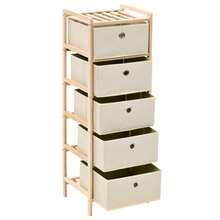 Cassapanca VidaXL con 5 cestini in tessuto, legno di cedro, beige - Beige - Visualizzare 1