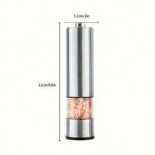 2PCS Un Juego de Molinillos Eléctricos de Sal y Pimienta, Granulación Ajustable | Operación con Una Mano | Funciona con Batería, Juego de Molinillo de Pimienta Automático, Molinillo de Pimienta Electrónico Ajustable, Regalo Ideal para Utensilios y Accesorios de Cocina, Juego de Herramientas de Cocina - Plateado - Ver 2