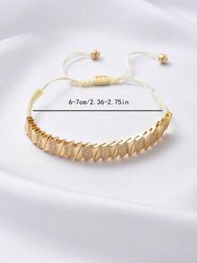 1pc Fashionable Rhombus Copper Zirconia Adjustable Bracelet, Casual Accessory For Men - Multicolor - View 10