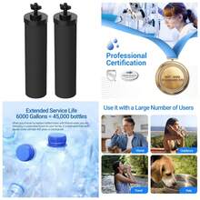 NSF/ANSI 42&372 Certified Water Filter, Replacement For Berkey® BB9-2® Black Purification Elements And Berkey® Gravity Filter System, Pack Of 2 - 計數為 2 - 查看 2