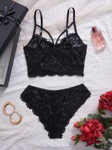 Alluring Luxury Middle Eastern Style Black Lingerie Set, Exquisite Lace Details Make You Shine Sexy Underwear Set - Black - View 5