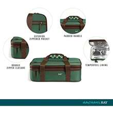 Rachael Ray - Cazuela extensible con aislamiento para alimentos calientes o fríos, bolsa térmica de lasanga para Pockluck, fiestas, picnic y cocineros, se adapta a platos de hornear de 9 x 13(Forest verde tartán) - Multicolor - Ver 2