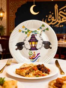 طقم أطباق ورقية للاستخدام مرة واحدة لمناسبة عيد الفطر المبارك (بموضوع رمضان)، تشمل أطباق بقطر 9 بوصات و7 بوصات. مناسبة لمناسبات متنوعة مثل النوادي والتجمعات والنزهات والحفلات والعشاء العائلي واحتفالات رمضان/عيد الفطر، وتوفير لوازم الحفلات. مناسبة لديكور المطبخ والغرفة الصالة، وكذلك ديكور الحفلات. صينية استقبال أطباق ورقية للاستخدام مرة واحدة. مصممة خصيصًا للحفلات والمناسبات وأعياد رمضان - متعدد الألوان - مشاهدة 2