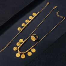 24K Gold Plated Turkish Fashion Jewelry Set, Arabic Bridal Necklace, Bracelet, Earrings, Ring For Middle Eastern Nigerian Women Wedding Party - 4pcs Jewelry Set - View 65
