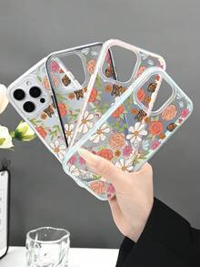 Vintage Floral & Butterfly Patterned Protective Phone Case,Suitable For Giving As Gifts To Friends,Compatible With IPhone 16promax/16pro/16plus/16/15promax/15pro/15plus/15/14promax/14pro/14plus/14/13promax/13pro/13/12promax/12pro/12 - White - View 1