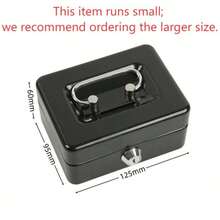 1PC Metal Cash Box With Key Lock, Note And Coin Safe Box, Portable Large Double Layer Cash Box With Fixed Coin Tray And 2 Keys, Money Tin Black. - Multicolor - View 12