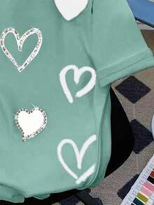 Playera estampada de corazones – modernas, juveniles y versátiles - Verde Oliva - Ver 3