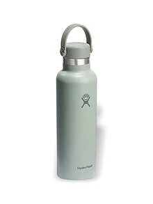 Hydro Flask Flex Cap 男女通用运动水壶，吸汗轻便，坚固耐用，易于清洗，防漏，用途广泛，适合户外、学校等场所，灰色/绿色，21盎司，S21CSX374 - 灰綠色 - 查看 1