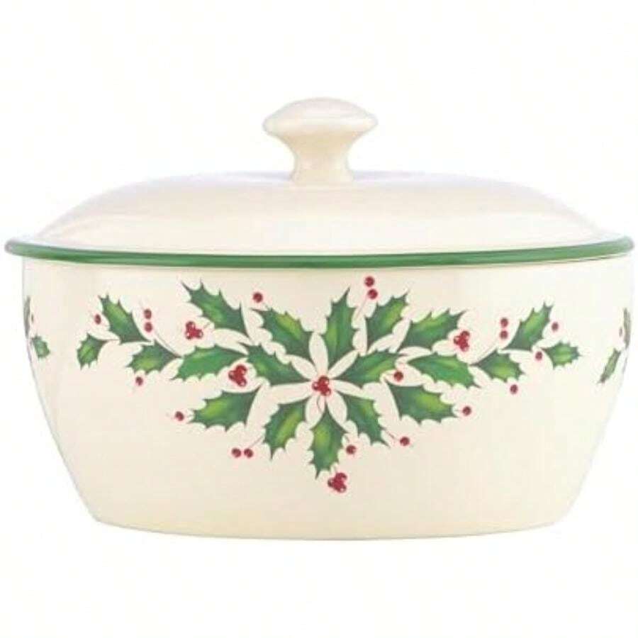 Lenox Holiday ón para salsa con esparcidor, Cazuela cobierta, Ivory, Pequeño, 1(Cazuela cubierta) - Multicolor - Ver 1