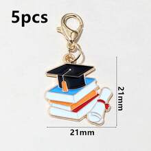 5 Buah Liontin Topi Wisuda Enamel dengan Pengait Lobster untuk Gantungan Kunci, Aksesoris Pembuatan Perhiasan DIY - Musim Kelulusan - View 13