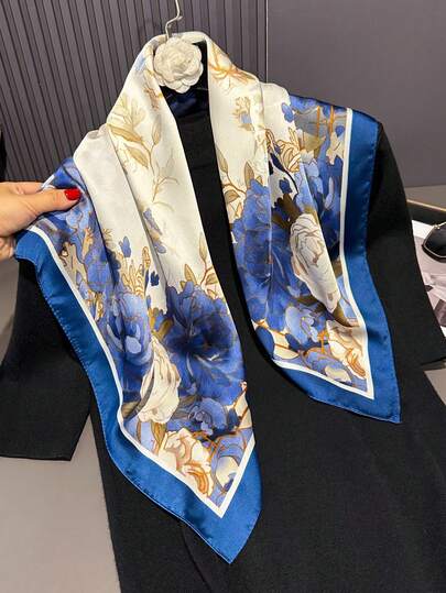 1pc Floral Print Elegant & Fresh Fashion Bandana Scarf For Women